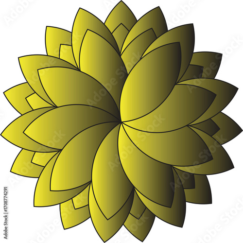 Abstract Floral Elegance: An abstract and geometric floral design, radiating outwards with stylized petal. The composition, with its striking design, captures the harmony of the form.