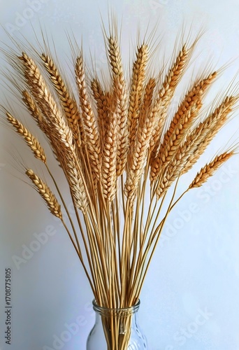 Wheat Stalks Arranged in a Decorative Bouquet for Home Decor and Agricultural...