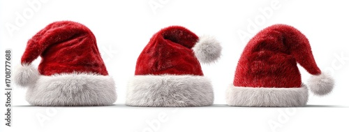 Wallpaper Mural Three Fluffy Red Santa Hats with White Trim Christmas hat Torontodigital.ca