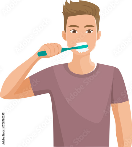 man brushing his teeth