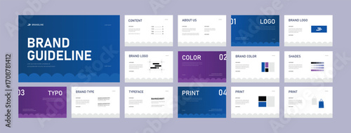 Brand Guidelines Template – Modern Landscape Identity Presentation, Logo Strategy Guide Book Layout, Business Identity Design for Corporate, Fashion, Medical, Industrial, Creative Business Branding