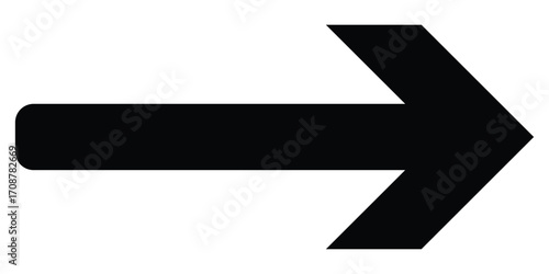 Black long isolated vector arrow icon on white background. Simple pointing illustration arrows on white page. Graphical long line arrow icon set on isolated page. EPS 10. 