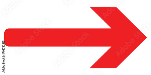 Red isolated vector icon set on white background. Long pointing arrowhead icons on isolated white page. EPS 10. 