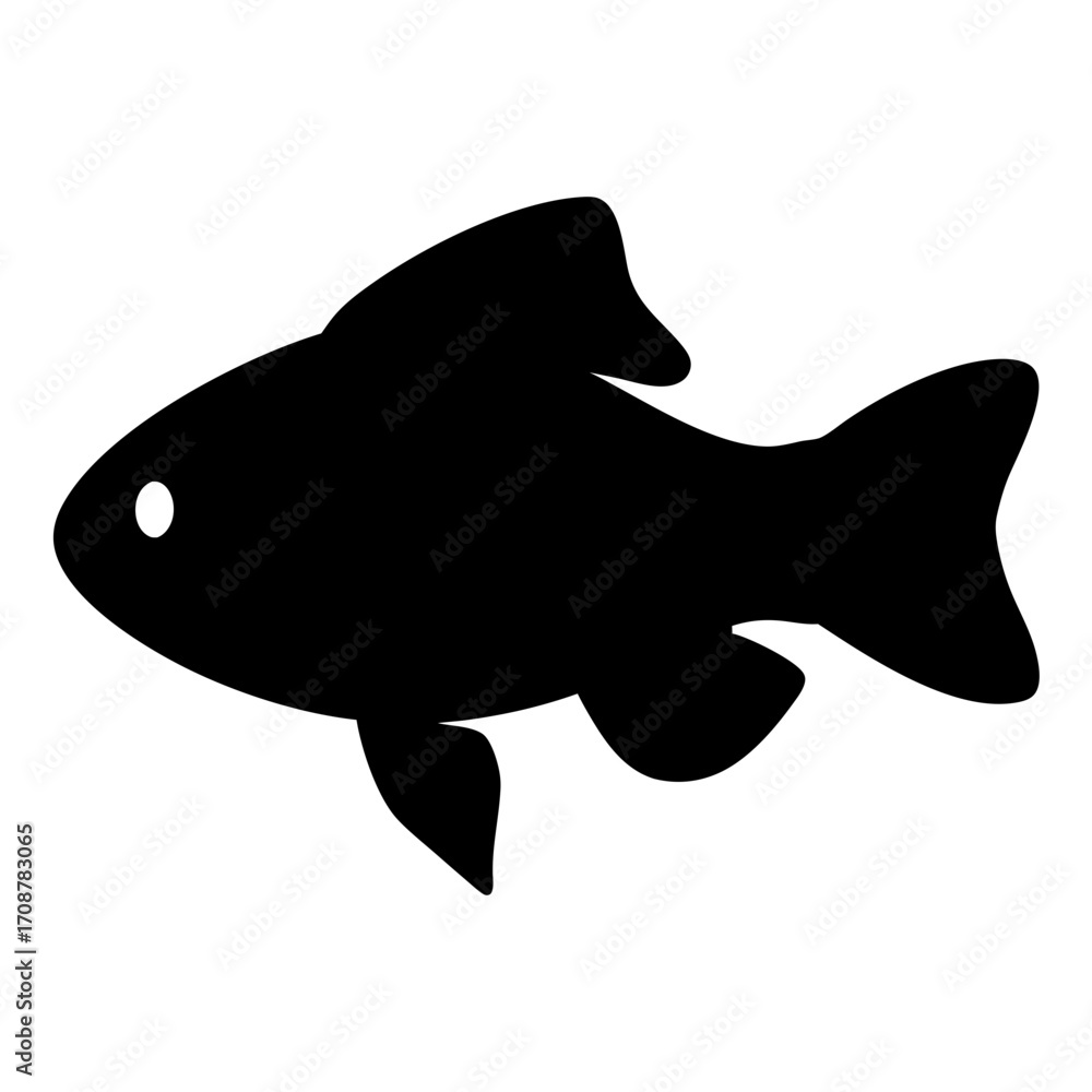 Fototapeta premium Black silhouette of a fish swimming gracefully in a minimalist design