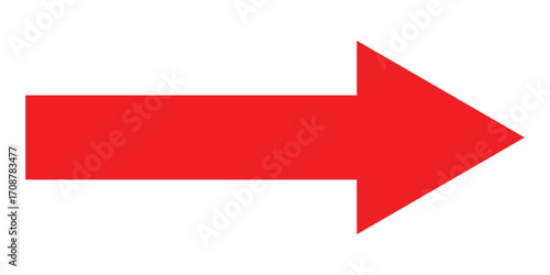 Red isolated vector icon set on white background. Long pointing arrowhead icons on isolated white page. EPS 10. 
