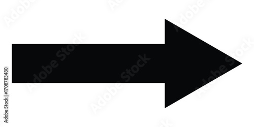 Black long isolated vector arrow icon on white background. Simple pointing illustration arrows on white page. Graphical long line arrow icon set on isolated page. EPS 10. 