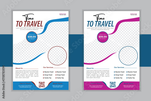 Travel poster or flyer template design . 