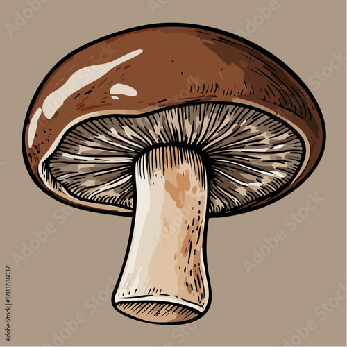 portobello mushroom charm; evenly charred surfaces and deep earthy tones