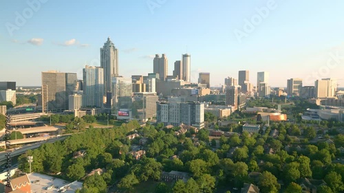 Atlanta, GA skyline in the evening sun.