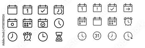 Calendar icons representing various time-related tasks and events in a simple and clear design suitable for planning