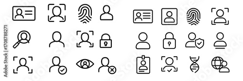 Collection of icons representing identity verification and security measures used in various applications across technology