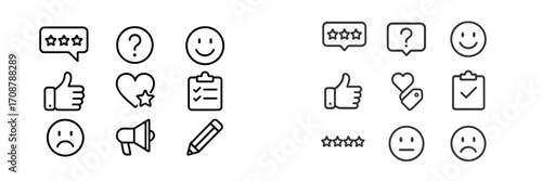 Collection of feedback icons showing different emotional responses and actions in a simple design