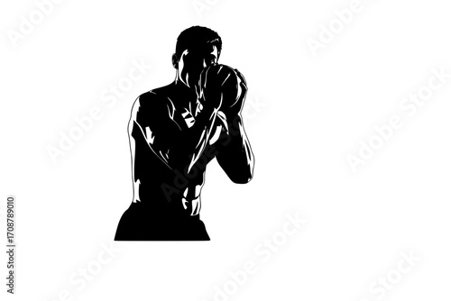 Athlete sportsman silhouette strong male. Vector illustration.
