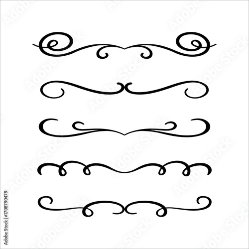 Dividers borders hand drawing ornamental element set