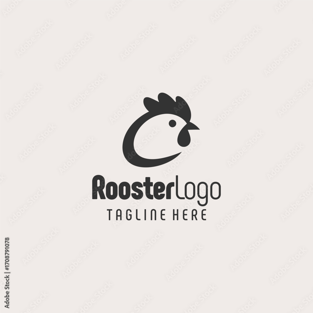 Fototapeta premium Chic Black White Rooster Sketch