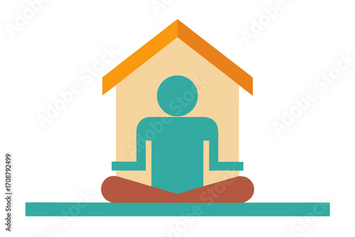 Person meditating inside a house, promoting mental health wellbeing, cultivating inner peace