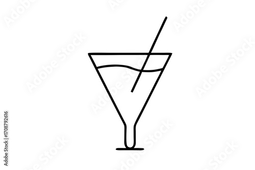 Elegant cocktail glass a straw, , simplicity modern design in a minimalist style