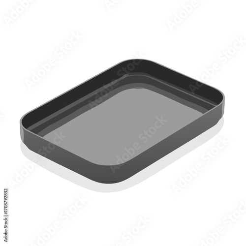 Isometric view of a gray serving tray, perfect for food or organizing items style