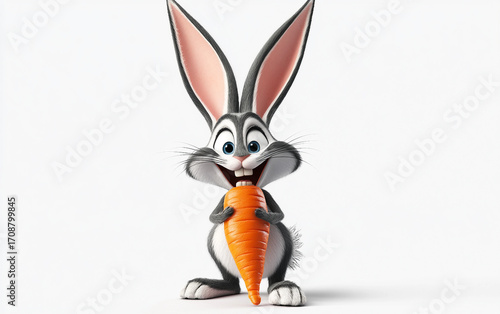 Realistic Bugs Bunny carrot with glossy texture and vibrant orange color isolated on transparent background PNG