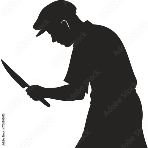 Man sharpening blade