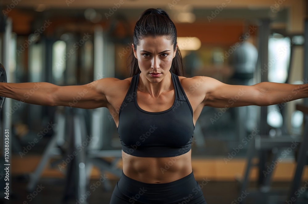 Fototapeta premium Portrait of a young woman in a gym.