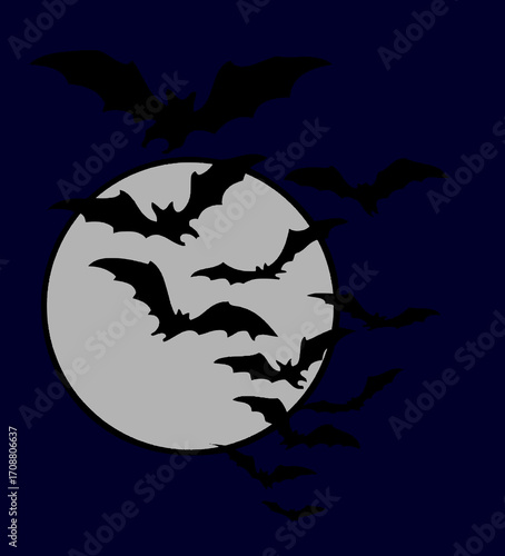 halloween background with moon and bats