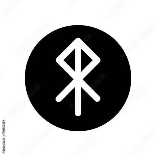 Othala Rune Symbol Flat Icon, Black and White, Transparent Background