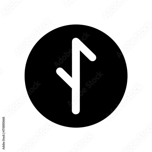 Rune Symbol Flat Icon, Black and White, Transparent Background