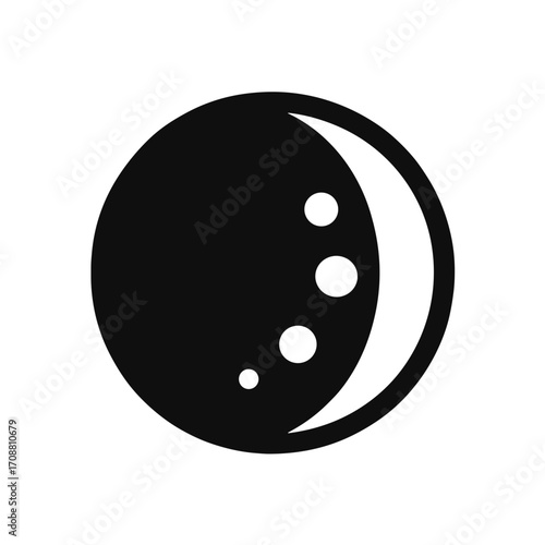 Moon Phases Symbol Flat Icon, Black and White, Transparent Background