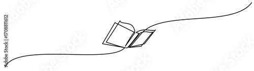 Minimalist Book Line Art on Wavy Line