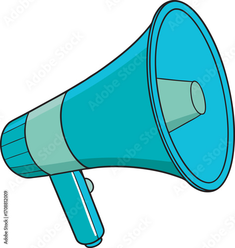 Teal megaphone icon for announcements and public speaking promotions
