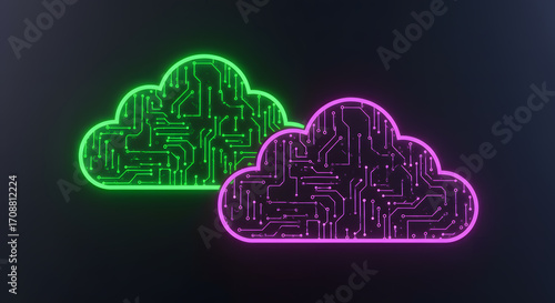 Cloud Computing Circuitry Data Storage & Digital Network Technology Graphics
