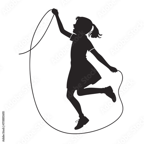 Girl skipping rope joyfully