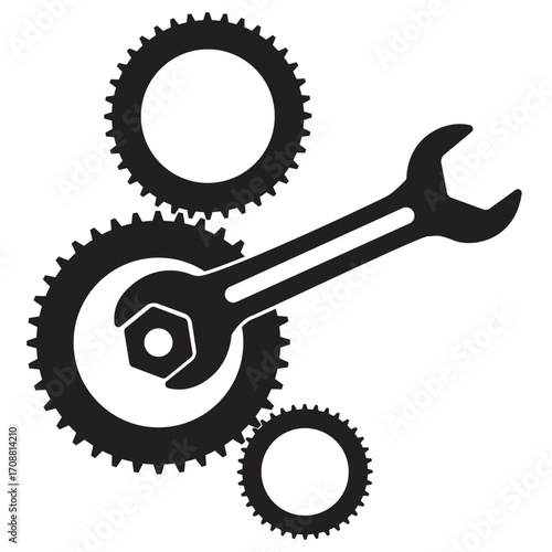 Wrench icon vector outline set illustration sign