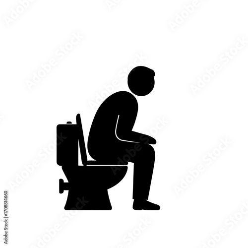 Silhouette of a person sitting on a toilet representing bodily functions and privacy
