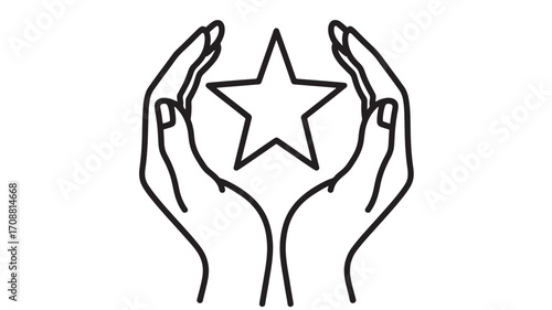 Vector art of two hands cupping a star icon
