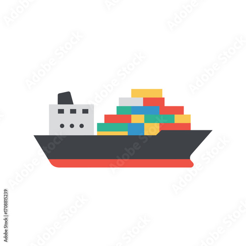 Modern cargo ship carrying colorful shipping containers across the ocean for global logistics and trade
