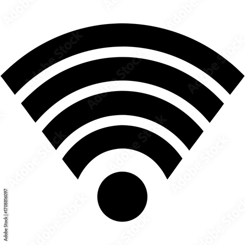 Simple black wi fi signal icon representing wireless connectivity and internet access