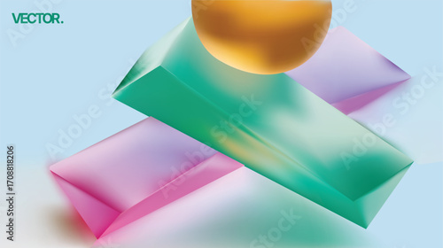 Abstract Geometric Shapes Featuring Gradient Colors and an Elegant Sphere Design