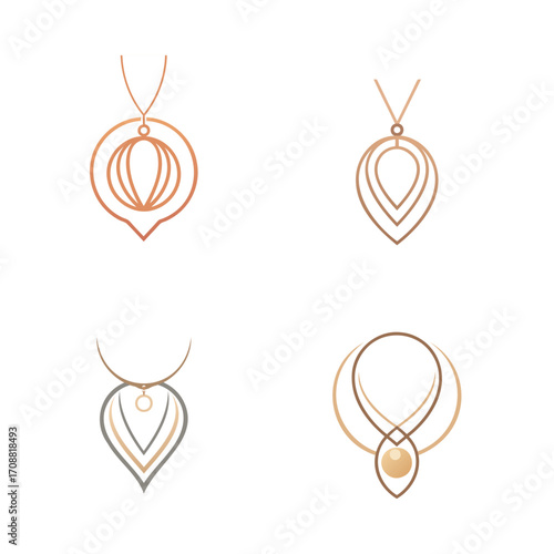 Elegant geometric pendant necklaces with delicate chains