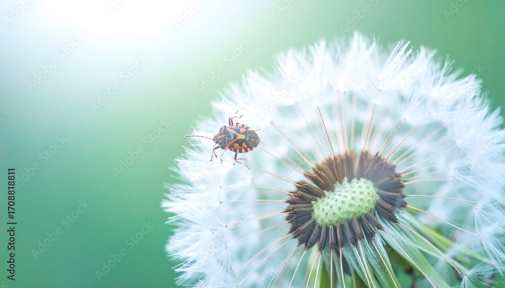 Fototapeta premium Tiny insect on dandelion seed head