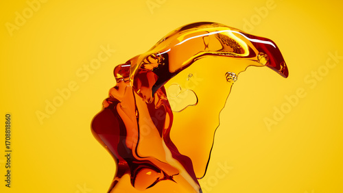 Honey drips on a face against a bright yellow backdrop