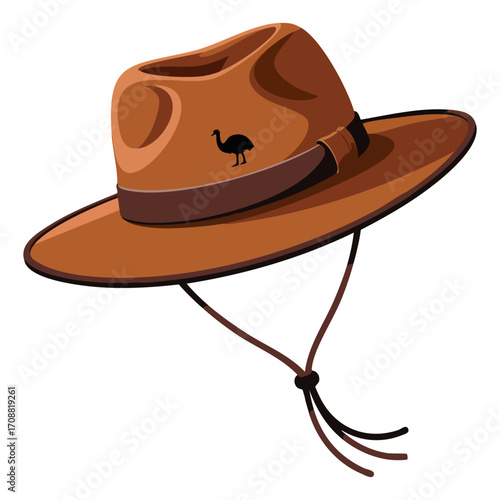 Australian hat design vector illustration. Perfect for travel, tourism, landmark, nature, vacation, holiday, and southwestern themed visuals.