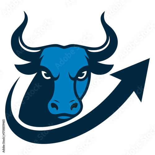 Bull symbol for stock market vector illustration. Ideal for finance, investing, trading, business content, and financial themed designs and projects.