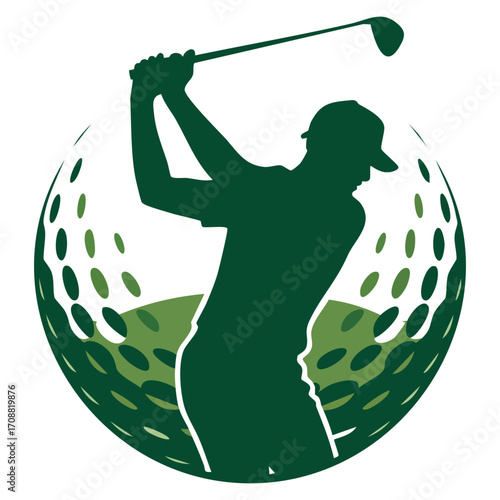 Circle golf logo vector for club or tournament symbol. Perfect for sports branding, golf event, golf club identity, and tournament visuals.