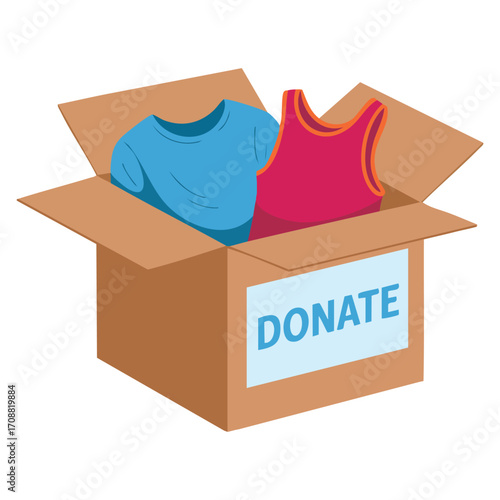Clothes donation support to charity of the people vector illustration design suitable for humanitarian projects social awareness themes and charity campaigns