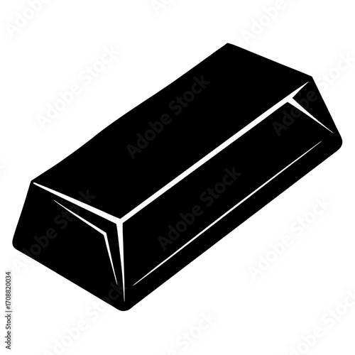 Solid black silhouette of a rectangular gold bar on a white background