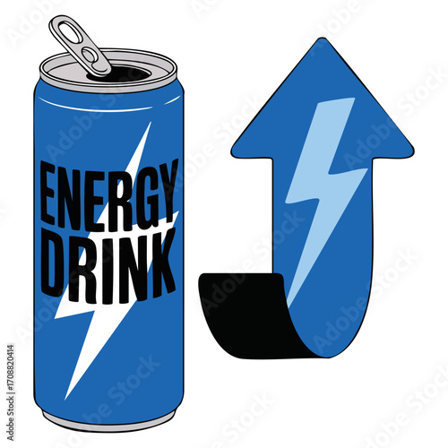Energy drink and ecology themed vector illustration. Ideal for health, green living, environmental care, sustainable lifestyle, and educational projects.