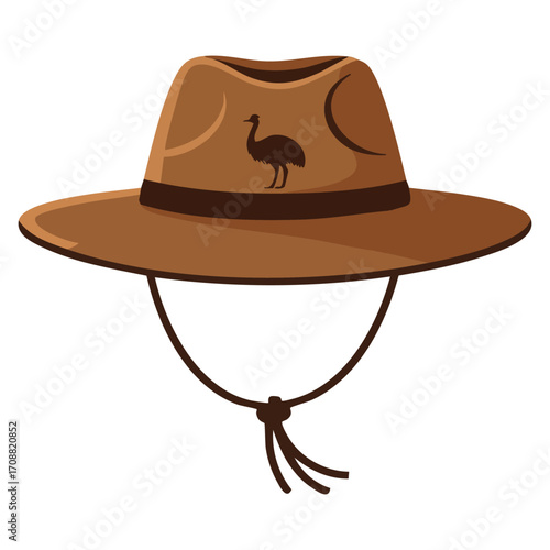 Isolated Australian hat vector illustration. Great for travel, tourism, landmark destination, vacation, holiday, and nature themed designs.