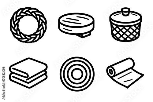 Basketball equipment silhouette icon set. featuring net, ball, jersey, whistle, hoop, and scoreboard symbols